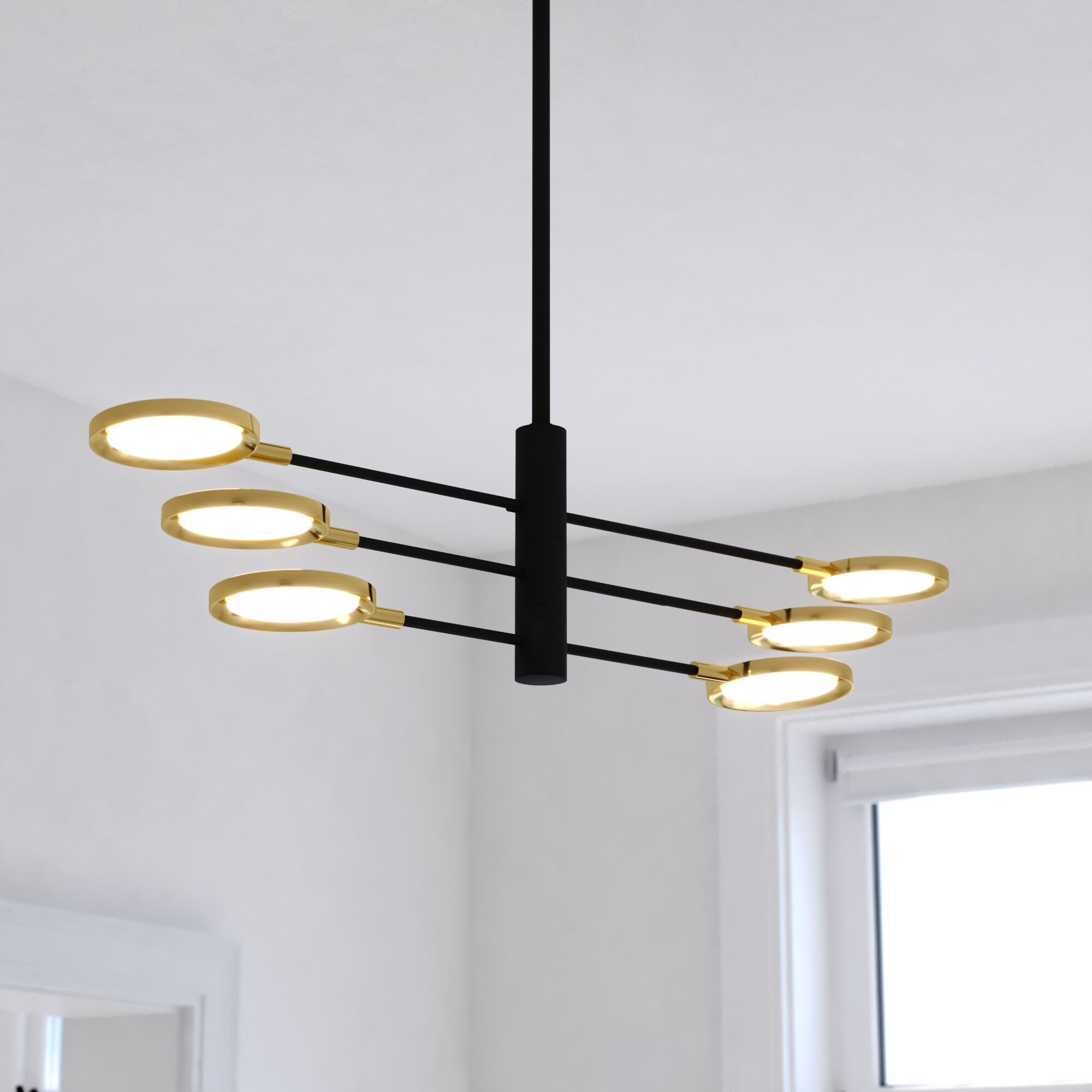 Cullerto LED 34.75 inch Matte Black and Antique Gold Pendant Ceiling Light