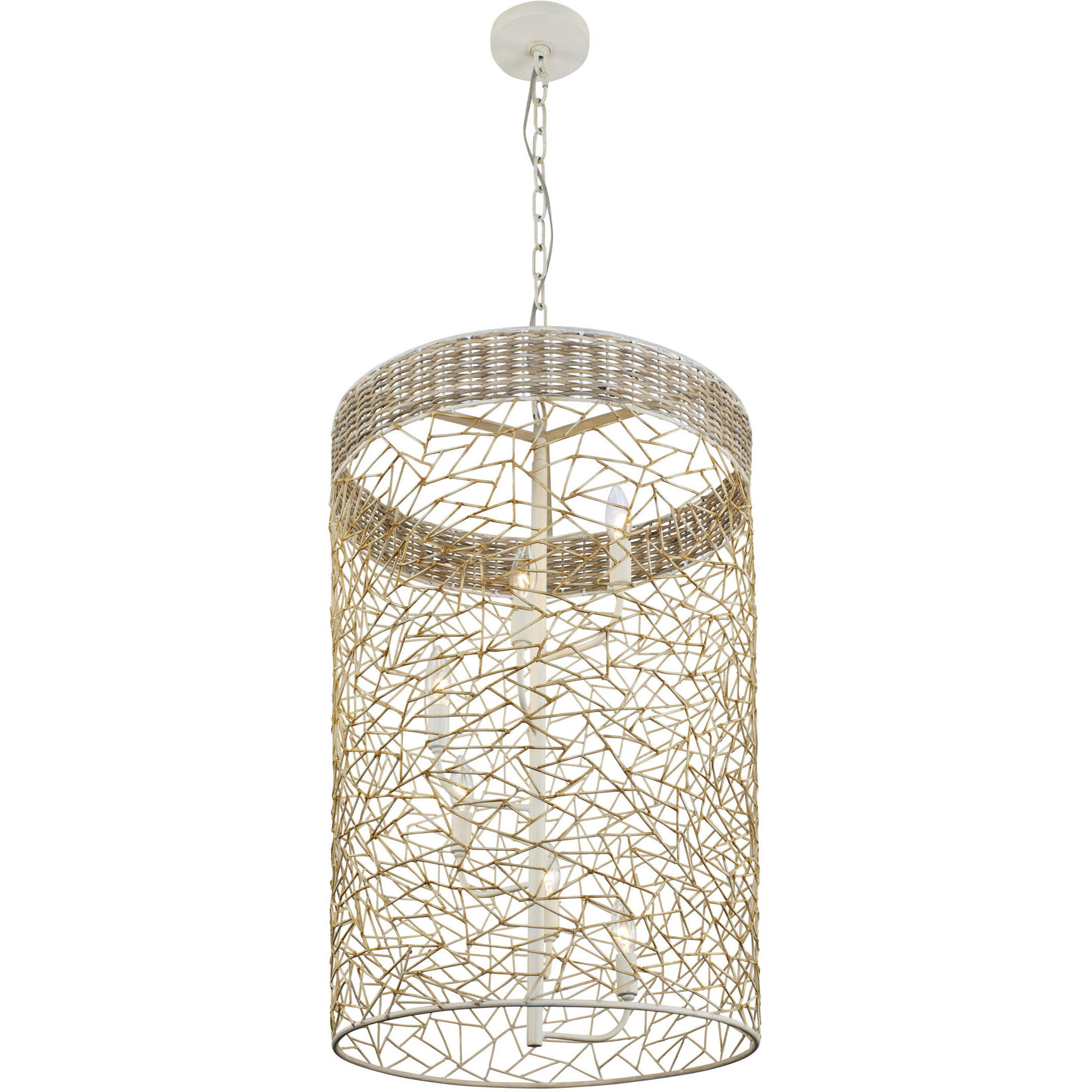 Cayman 6 Light 20 inch Country White Foyer Pendant Ceiling Light