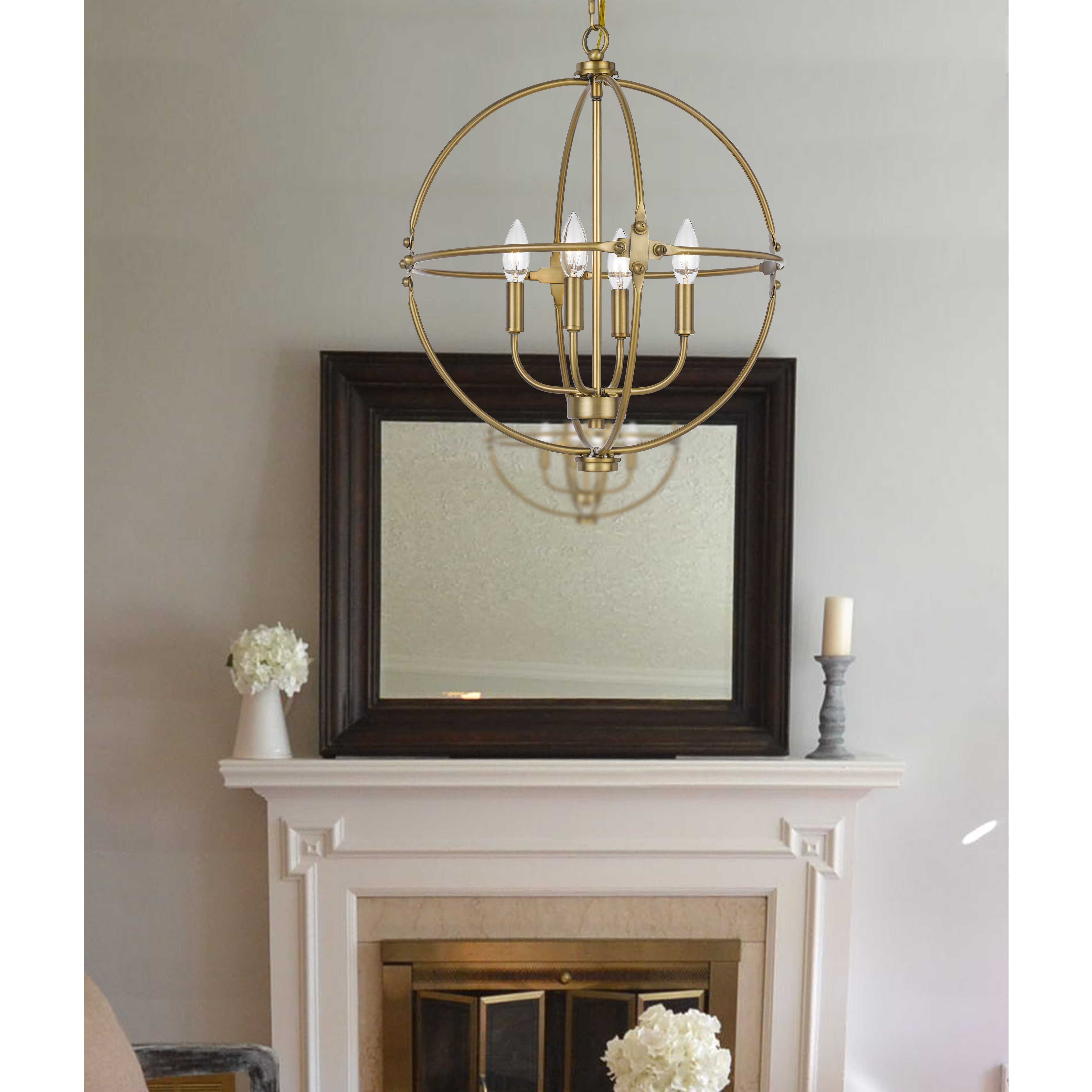 Sheffield 4 Light 18 inch Antique Brass Chandelier Ceiling Light