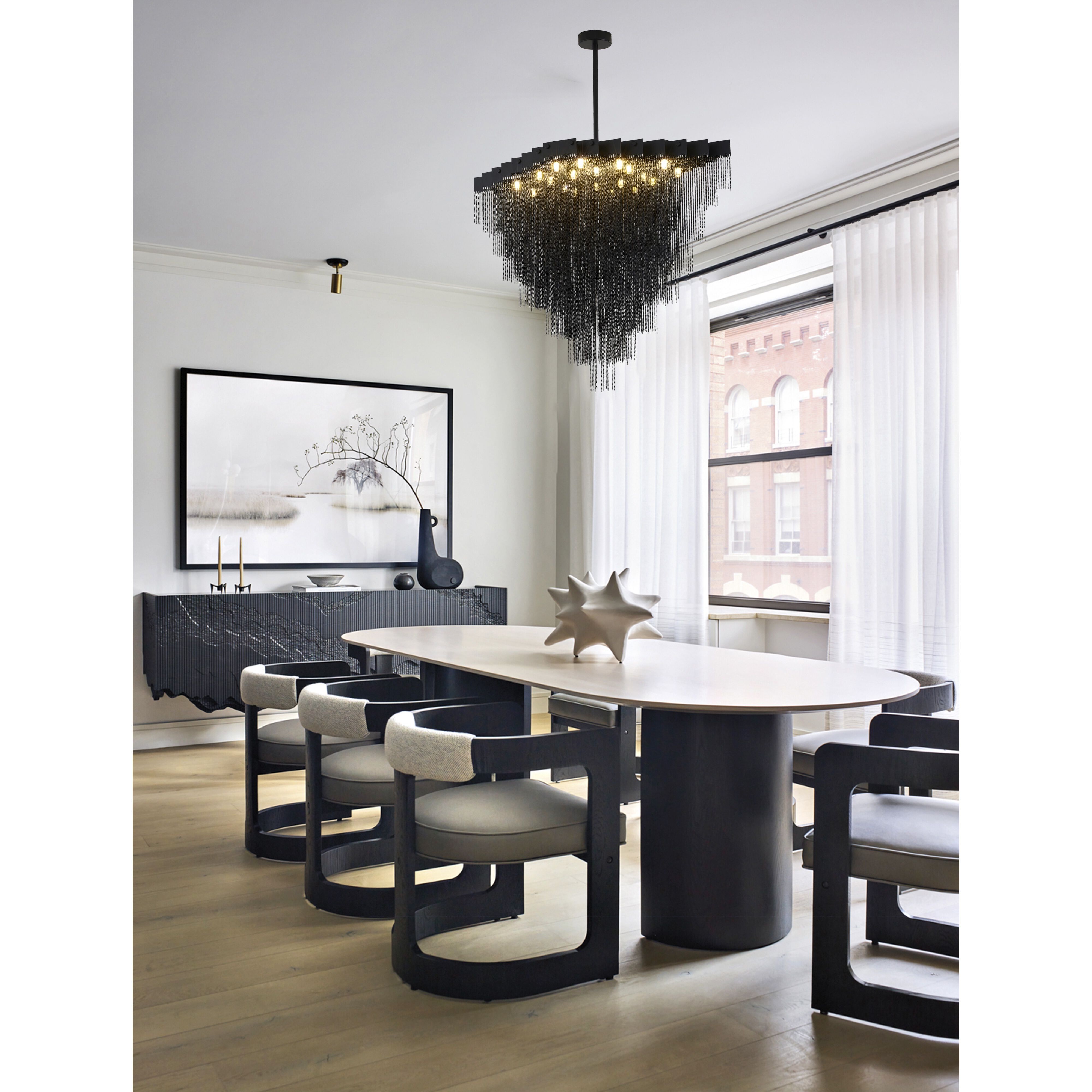 IMG Series 20 Light 23.6 inch Satin Black Chandelier Ceiling Light