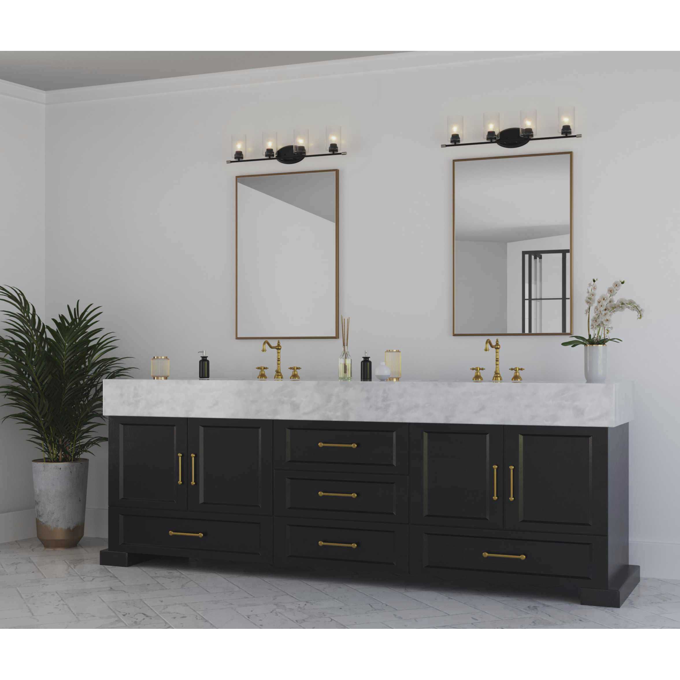 Riley 4 Light 34 inch Matte Black Bath Vanity Wall Light