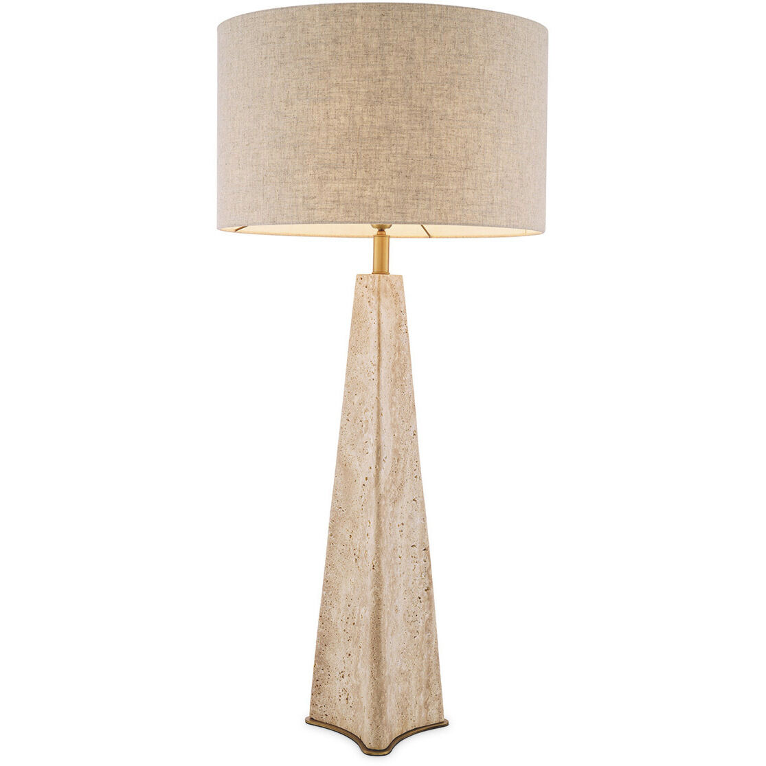 Benson 41.93 inch 40 watt Travertine with Antique Brass Table Lamp Portable Light
