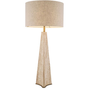 Benson 41.93 inch 40.00 watt Travertine with Antique Brass Table Lamp Portable Light