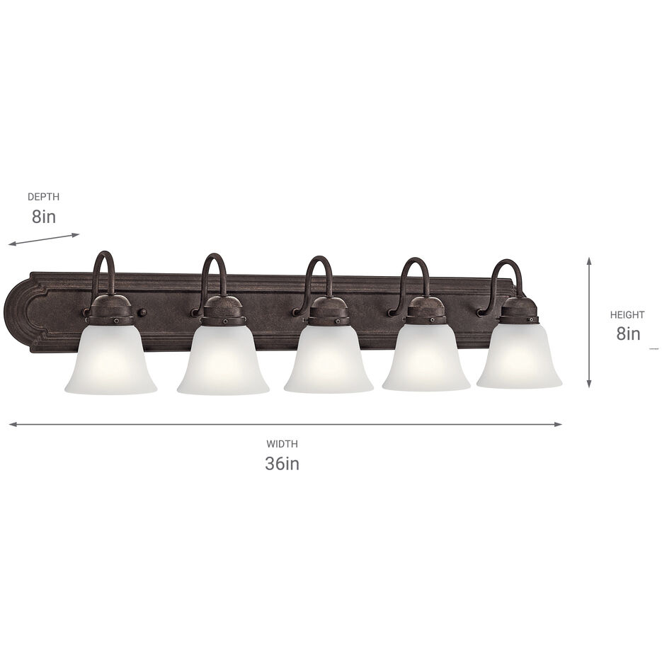 Independence 5 Light 36 inch Tannery Bronze Wall Mt Bath 5 Arm Or More Wall Light