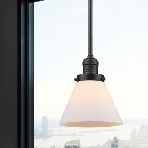 Franklin Restoration Cone 1 Light 8 inch Oil Rubbed Bronze Mini Pendant Ceiling Light in Incandescent, Matte White, Franklin Restoration