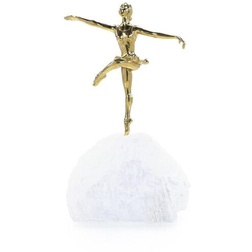 Brass Dancer 13.25 X 10.25 inch Sculpture, on Selenite, I