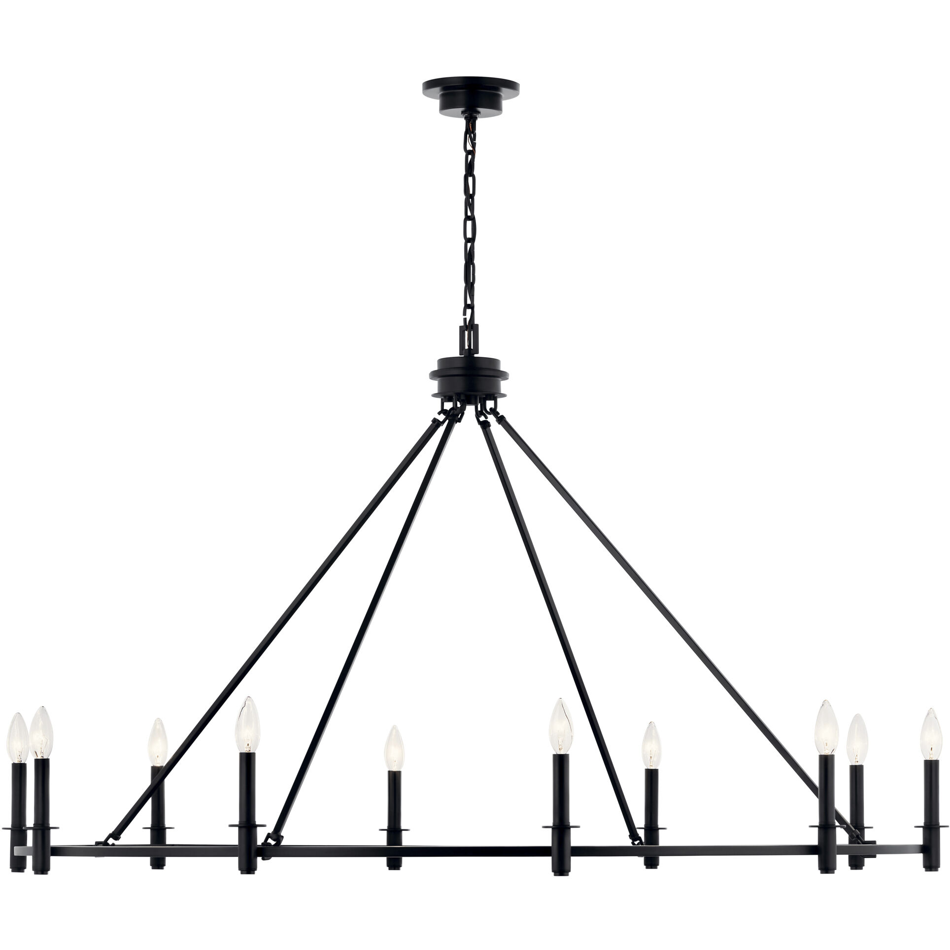 Carrick 10 Light Black Chandelier Ceiling Light, 1 Tier Large
