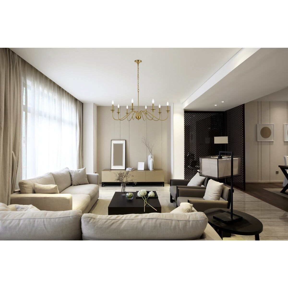 Rohan 8 Light 42 inch Satin Gold Chandelier Ceiling Light