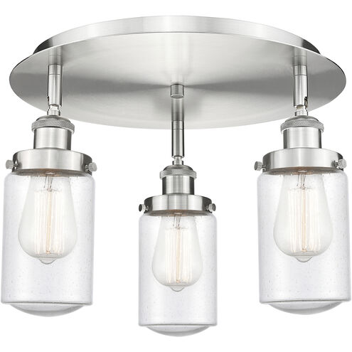 Dover 3 Light 16.25 inch Satin Nickel Flush Mount Ceiling Light in Seedy