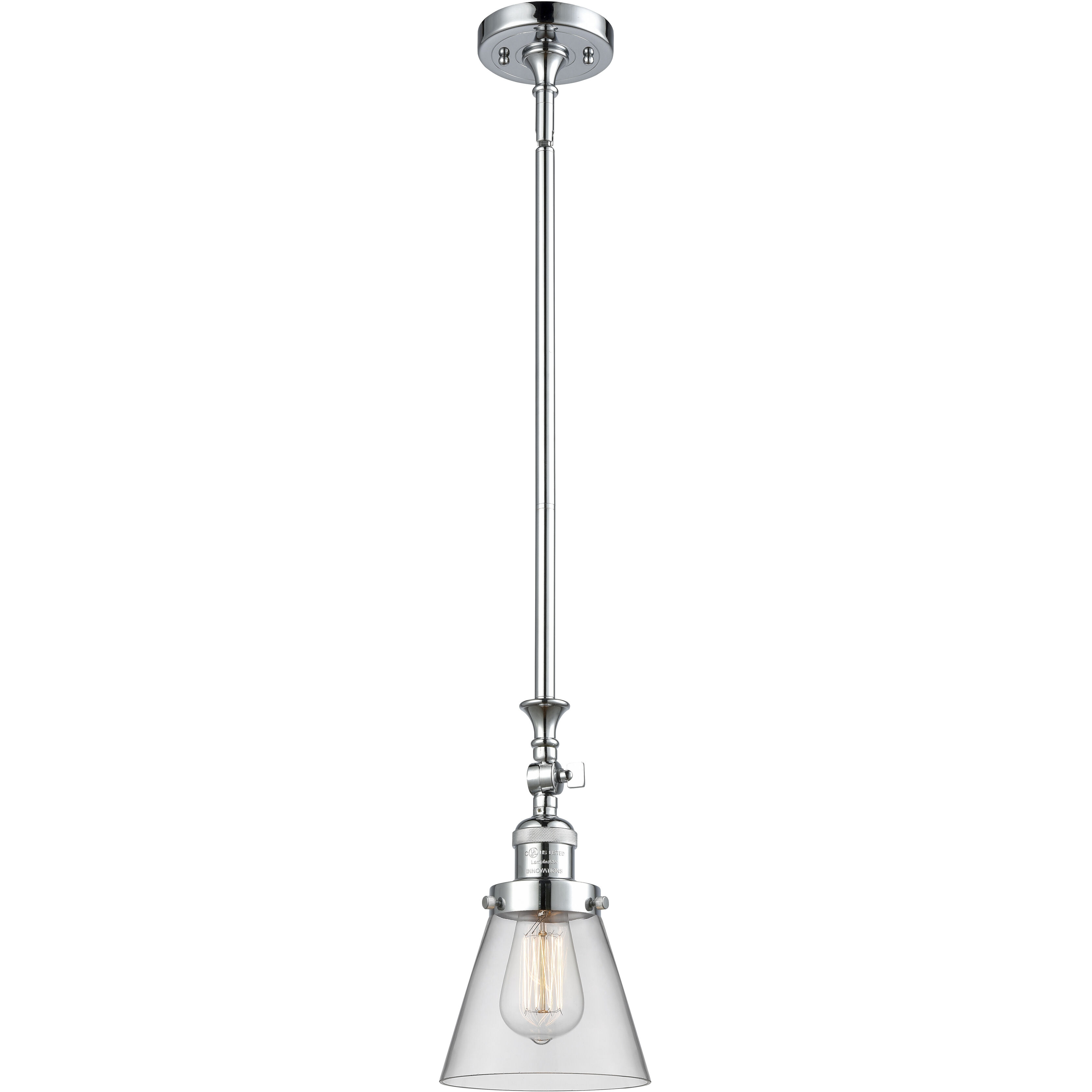 Franklin Restoration Cone LED 6 inch Polished Chrome Mini Pendant Ceiling Light in Clear, Franklin Restoration