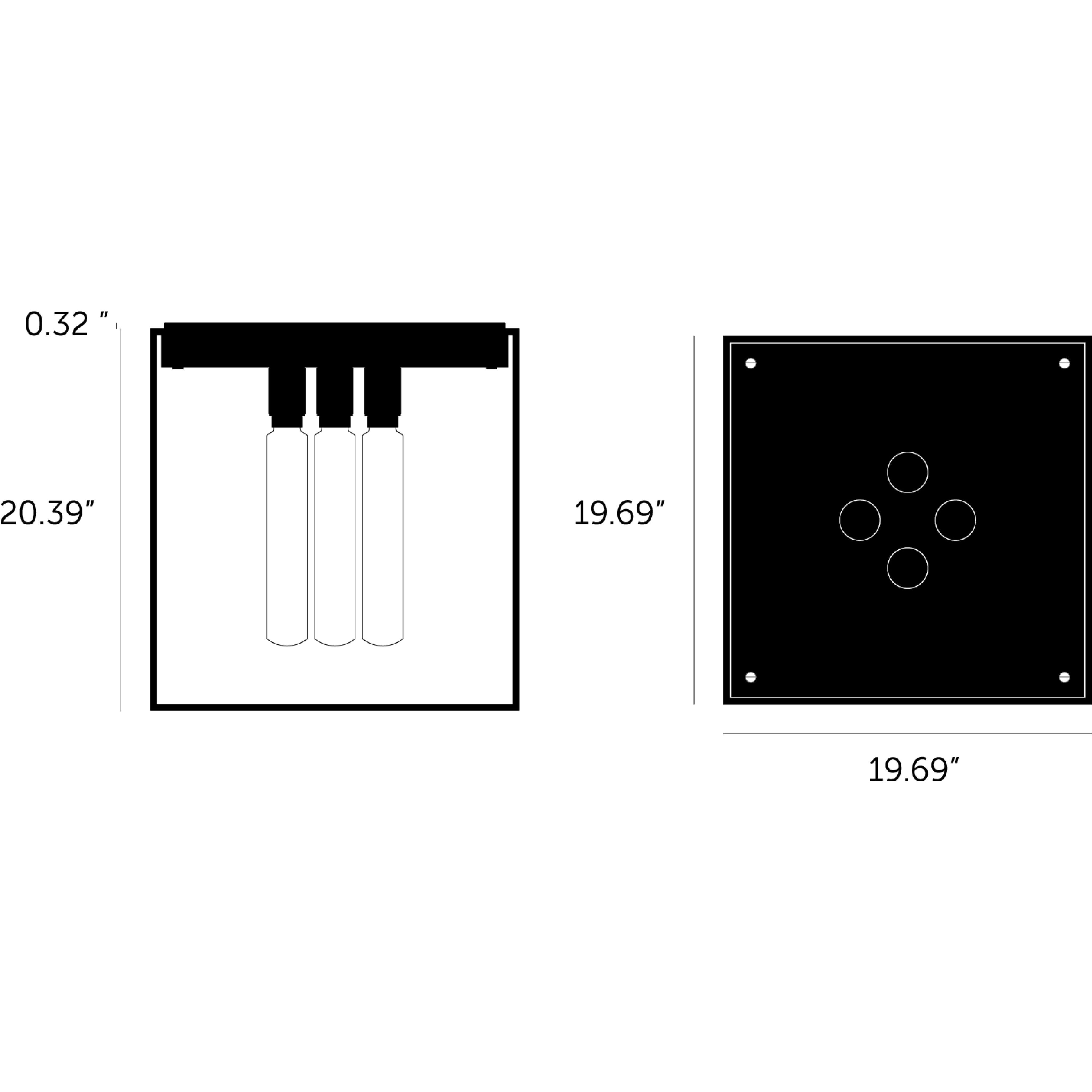 Caged 4 Light 19.69 inch Black Marble Semi-Flush Mount Ceiling Light