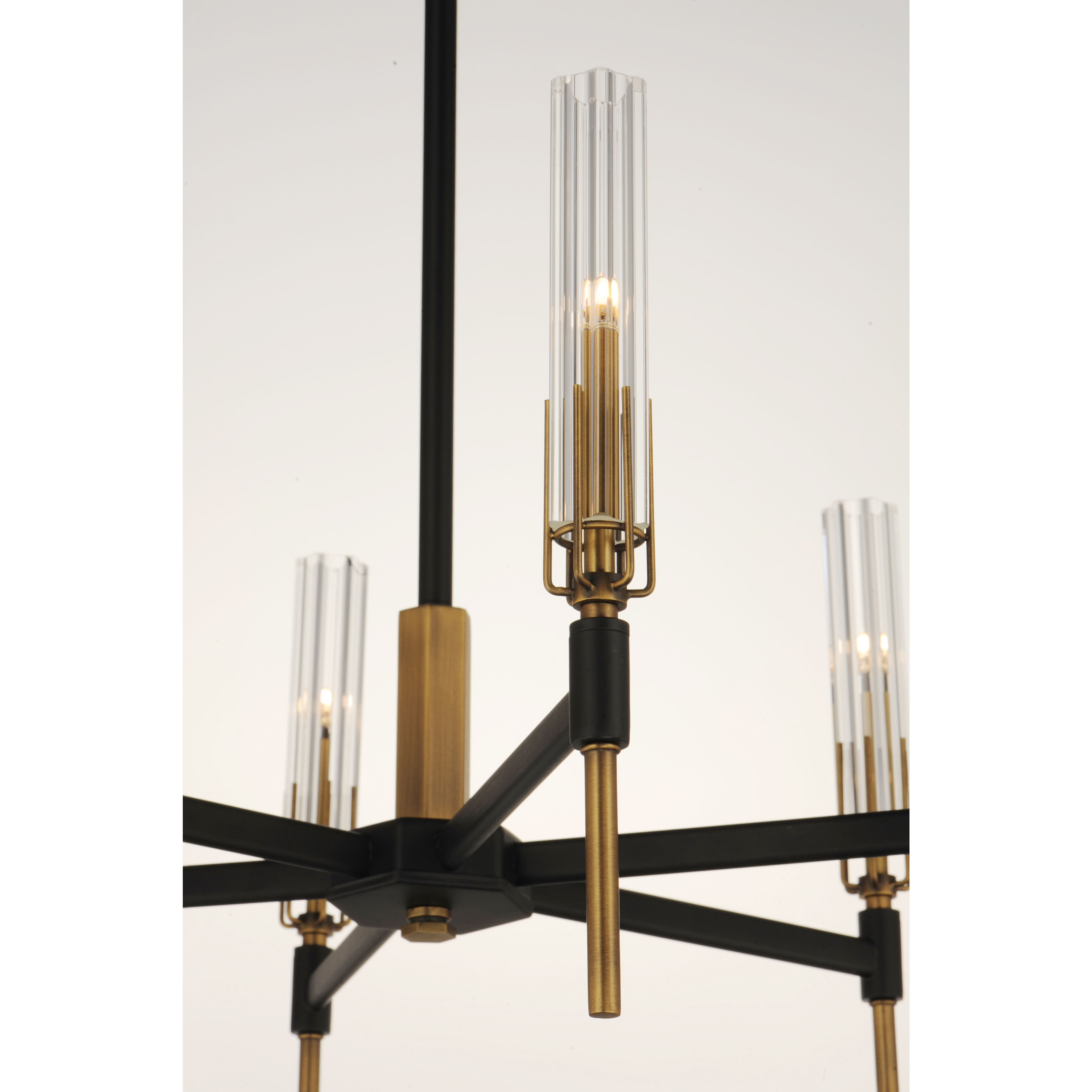 Flambeau LED 33 inch Black/Antique Brass Chandelier Ceiling Light