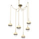 Cabochon LED 14.1 inch Gilded Brass with Travertine Stone Swag Multi-Pendant Ceiling Light in 3000K LED, Clear