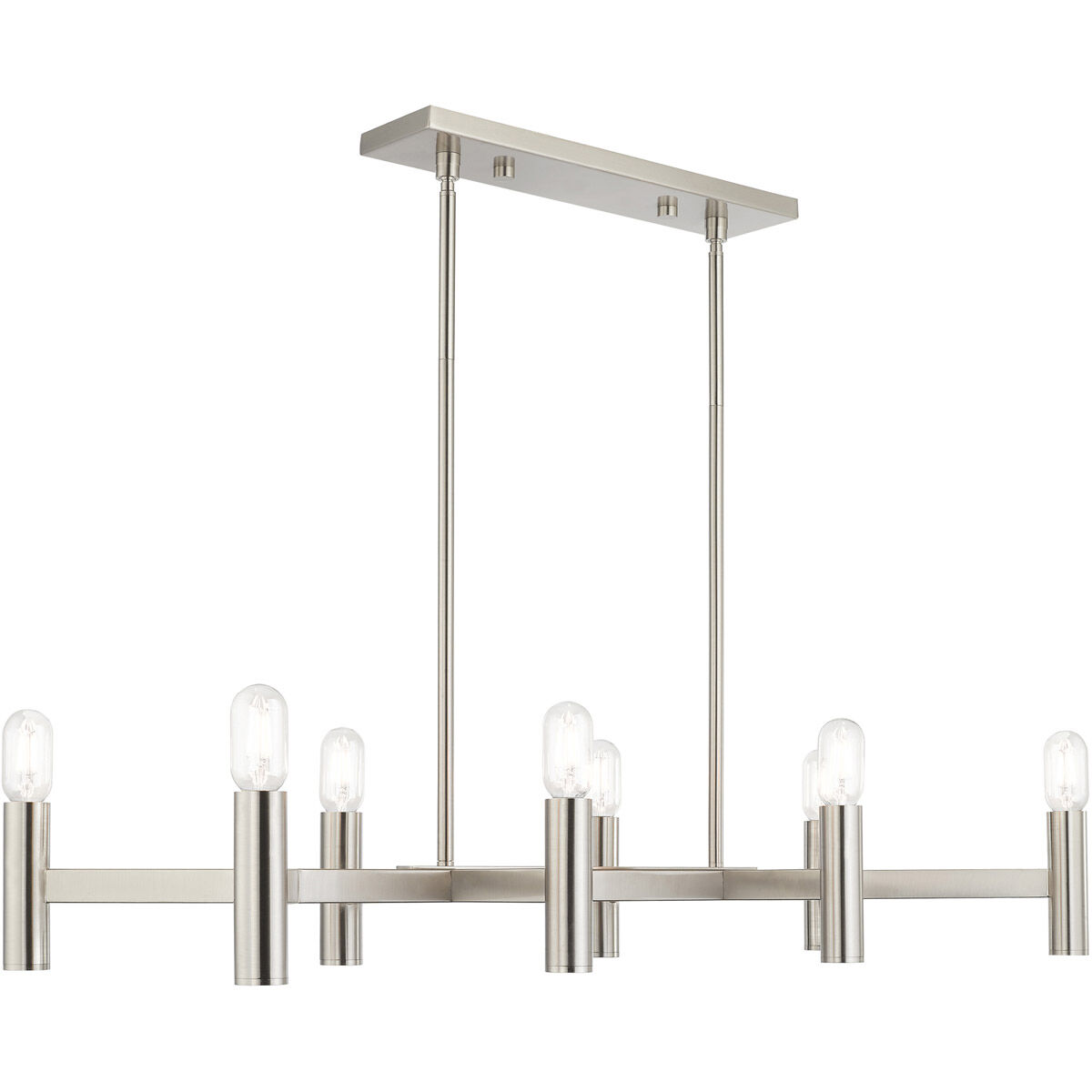 Copenhagen 8 Light 40 inch Brushed Nickel Linear Chandelier Ceiling Light