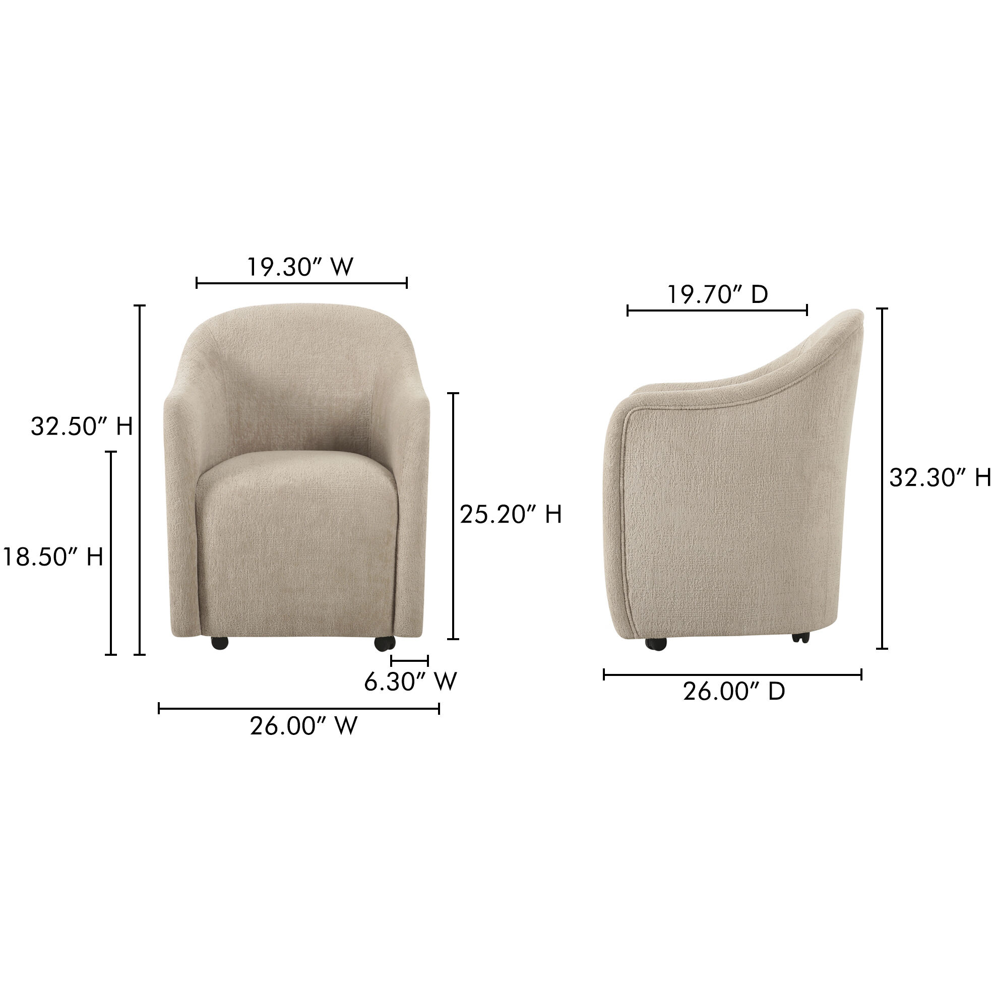 Drava Beige Rolling Dining Chair