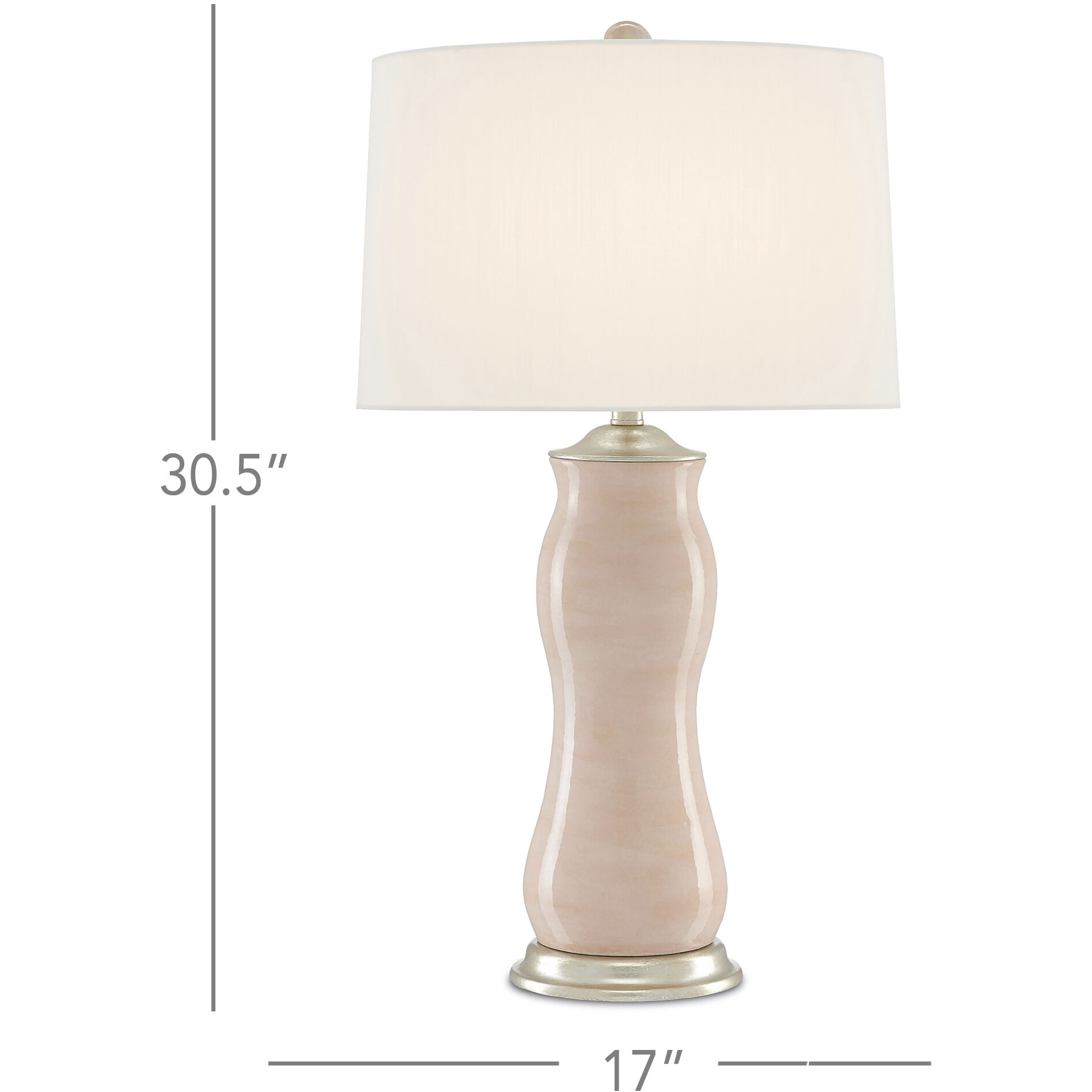 Ondine 30.5 inch 150 watt Blush/Silver Leaf Table Lamp Portable Light