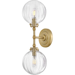 Helene 2 Light 7.25 inch Lacquered Brass Bath Sconce Wall Light, Medium