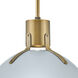 Argo LED 14 inch Pale Blue with Lacquered Brass Indoor Pendant Ceiling Light