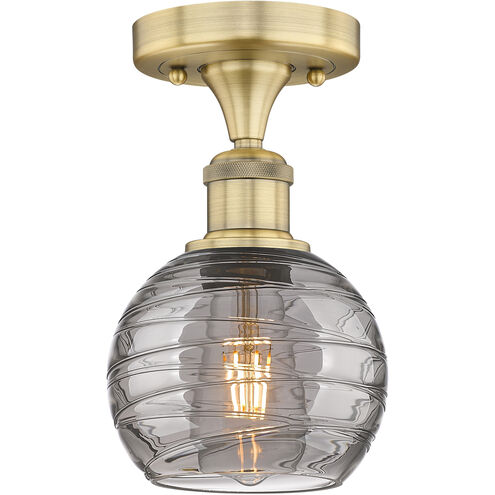 Edison Athens Deco Swirl 1 Light 5.88 inch Brushed Brass Semi-Flush Mount Ceiling Light