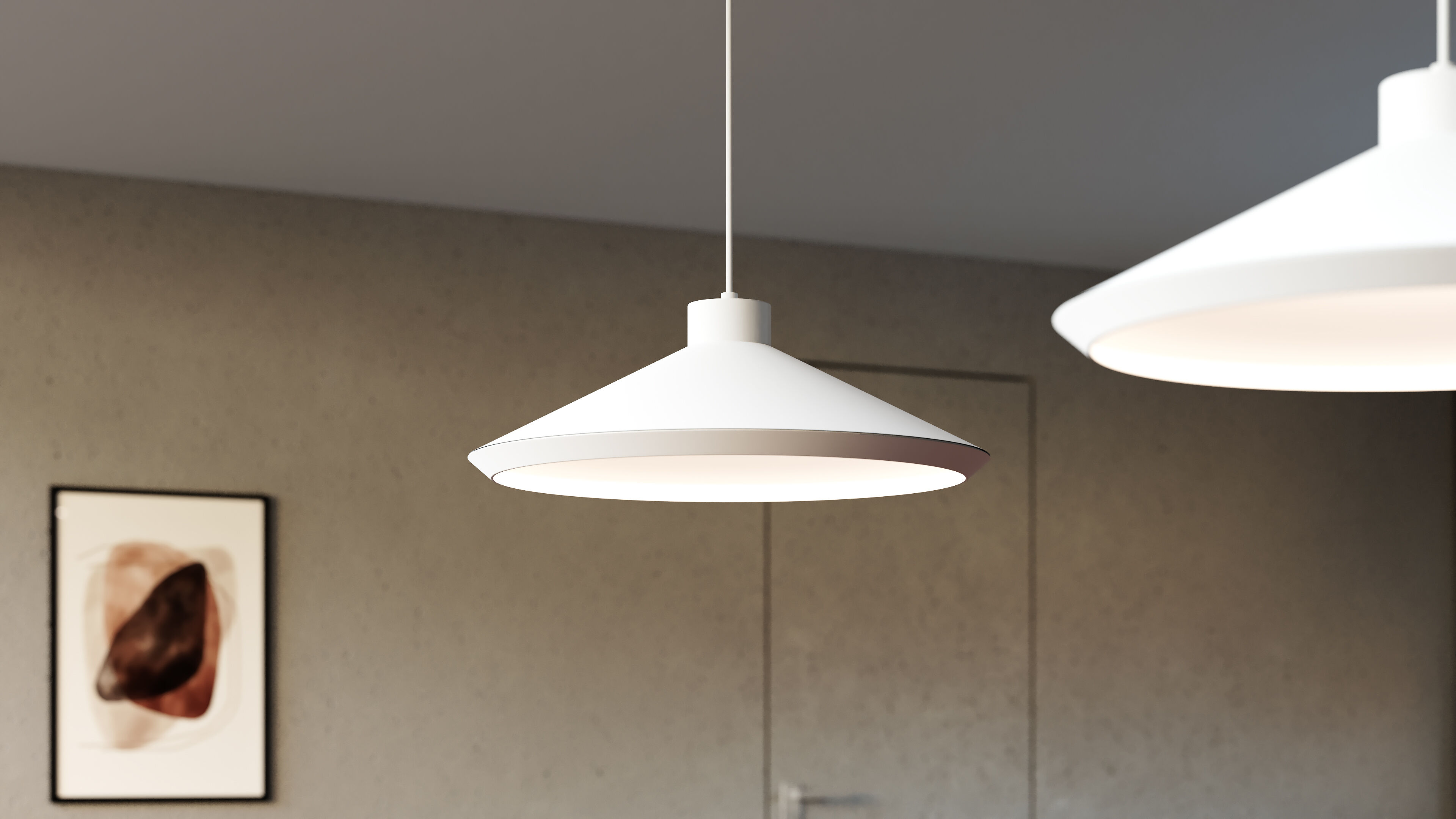 Koma LED 22 inch Satin White Pendant Ceiling Light in GU24