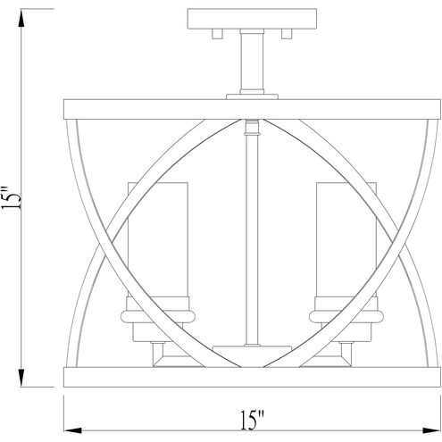 Malcalester 4 Light 15 inch Matte Black and Olde Brass Semi Flush Mount Ceiling Light