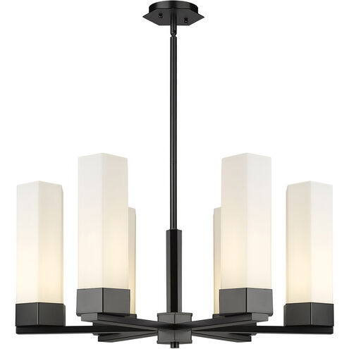 Claverack 6 Light 28.38 inch Matte Black Chandelier Ceiling Light in Matte White Glass