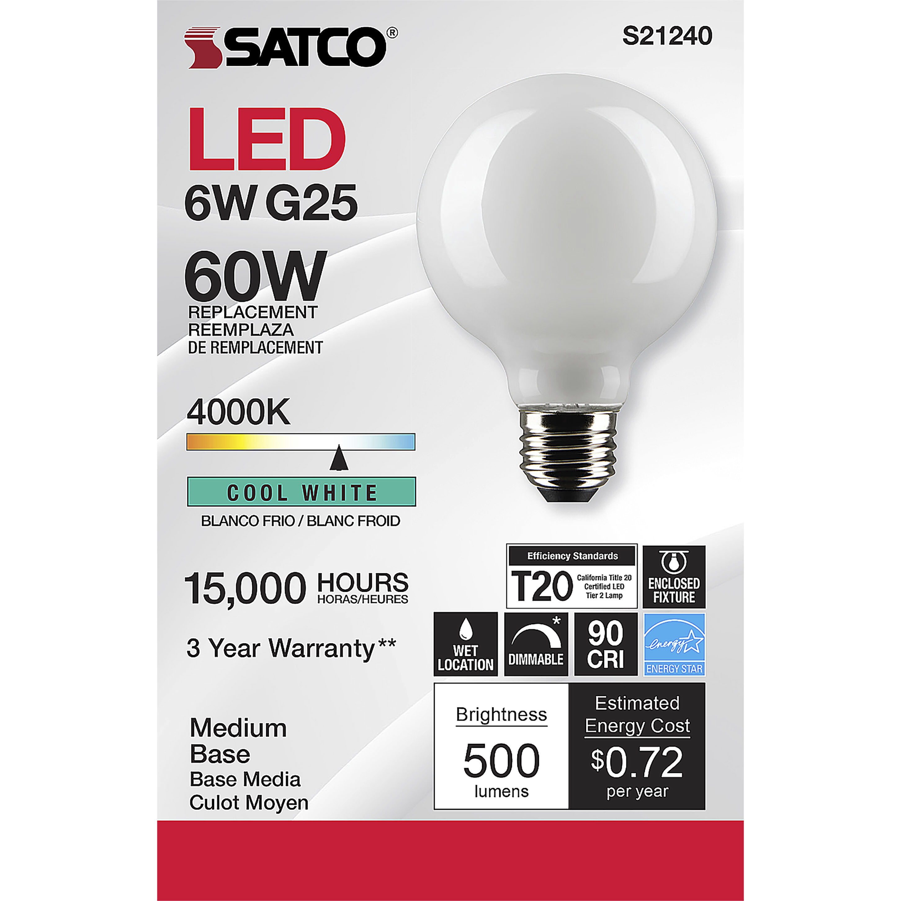 Lumos LED Medium Medium 6.00 watt 4000K LED Filament