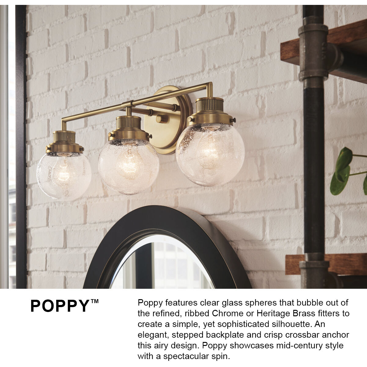 Poppy 2 Light 14.75 inch Heritage Brass Vanity Light Wall Light