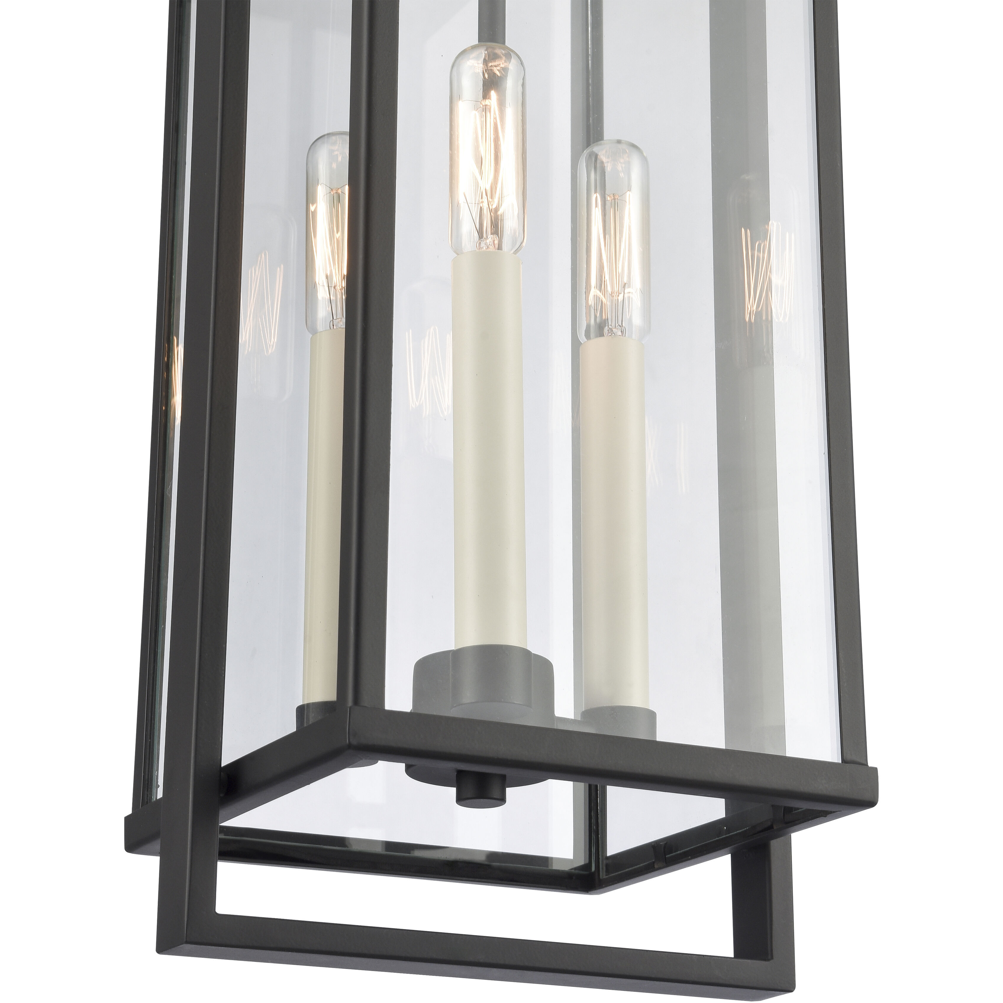 Gladwyn 3 Light 8.25 inch Matte Black with Off White Outdoor Pendant