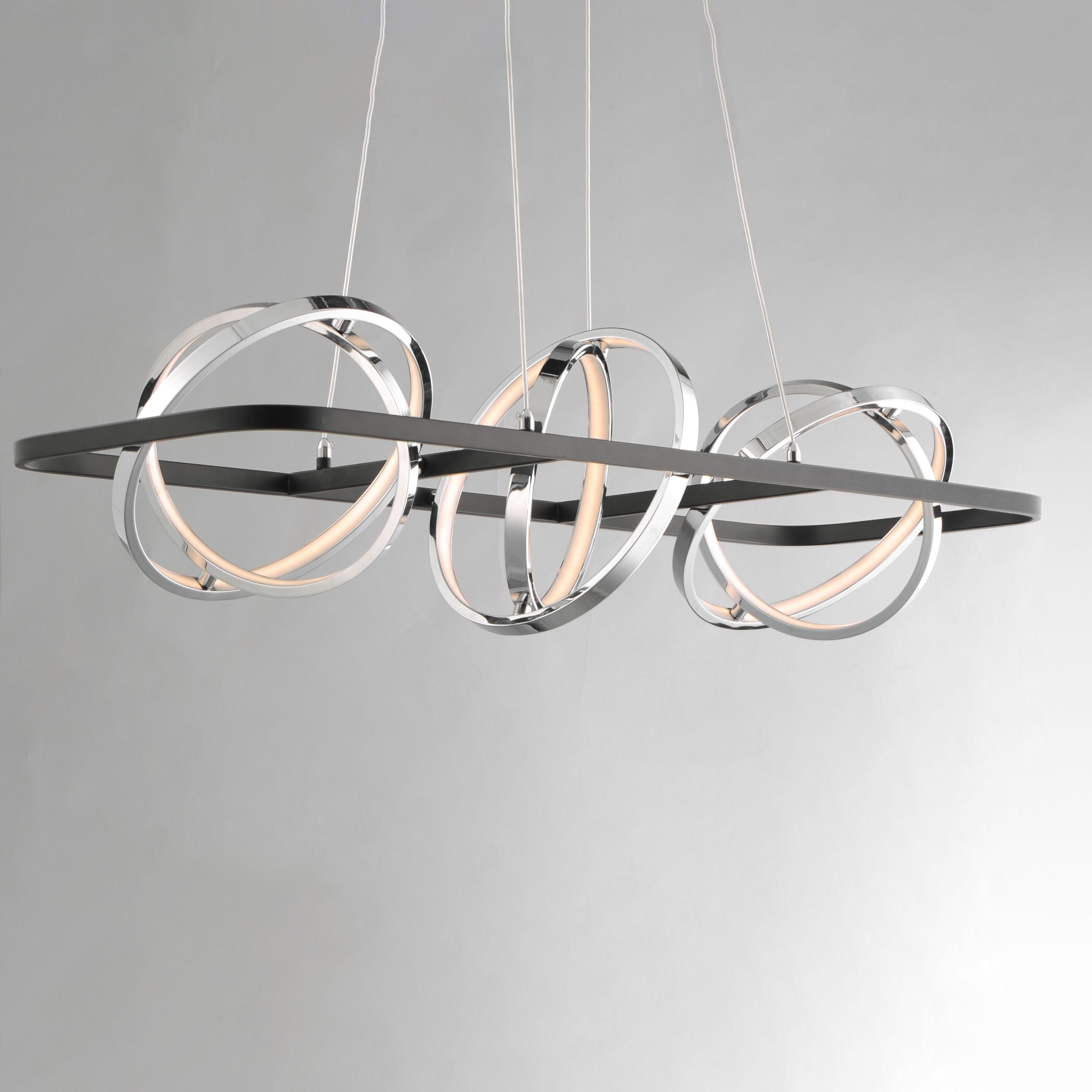 Gyro II LED 40.5 inch Black and Polished Chrome Linear Pendant Ceiling Light