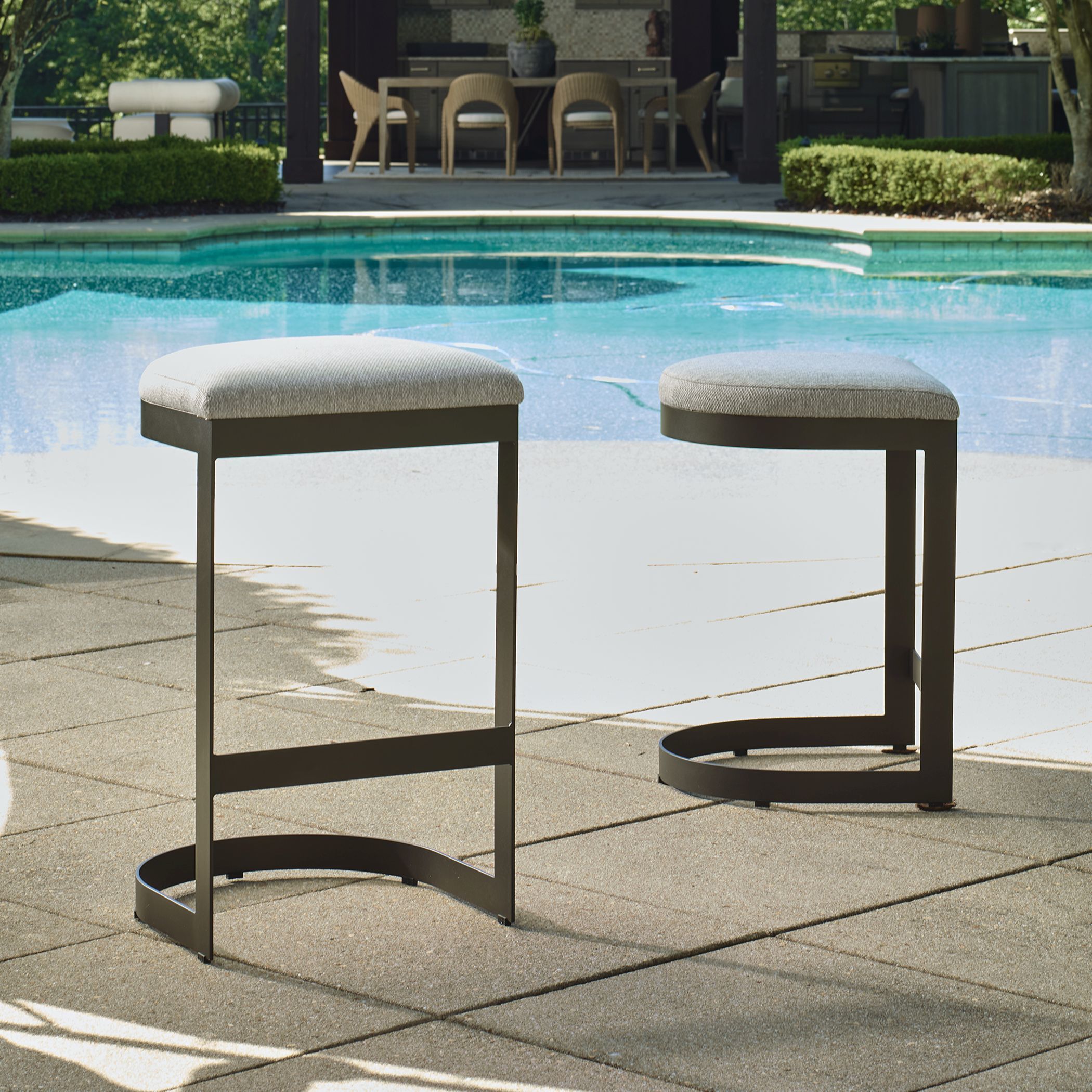 Maude 30 inch Java Black and Taupe Grey Outdoor Bar Stool