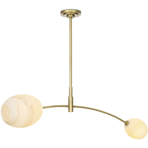 Artemis 2 Light 46.75 inch Natural Brass Pendant Ceiling Light in Alabaster Glass