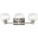 Harmony 3 Light 25 inch Brushed Nickel Wall Mt Bath 3 Arm Wall Light