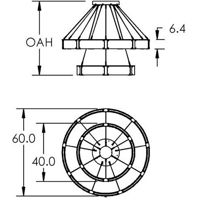 Parallel LED Graphite Chandelier Ceiling Light, Two-Tier Ring