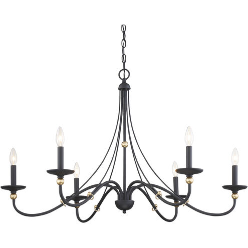 Westchester County 6 Light 40 inch Sand Coal/Skyline Gold Leaf Chandelier Ceiling Light