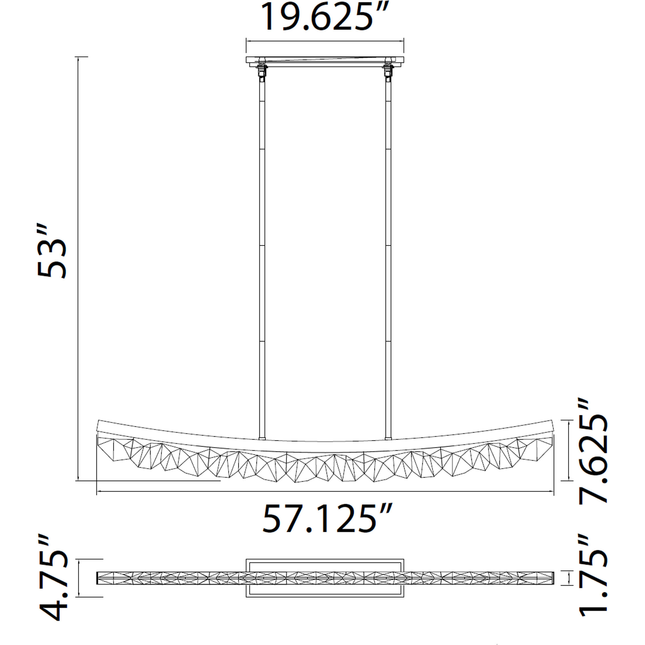 Arcus 1 Light 57.13 inch Satin Brushed Black Linear Pendant Ceiling Light
