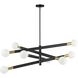Wand 8 Light 36 inch Matte Black and Aged Brass Chandelier Ceiling Light