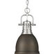 Yep Duncan 1 Light 8.88 inch Pewter Pendant Ceiling Light in Rubbed Bronze, Small