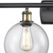 Ballston Athens LED 36 inch Black Antique Brass Bath Vanity Light Wall Light in Clear Glass, Ballston