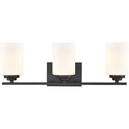 Durham 3 Light 22 inch Matte Black Vanity Light Wall Light