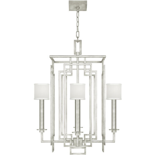 Cienfuegos 4 Light 24 inch Silver Chandelier Ceiling Light in Silver Leaf, White Fabric