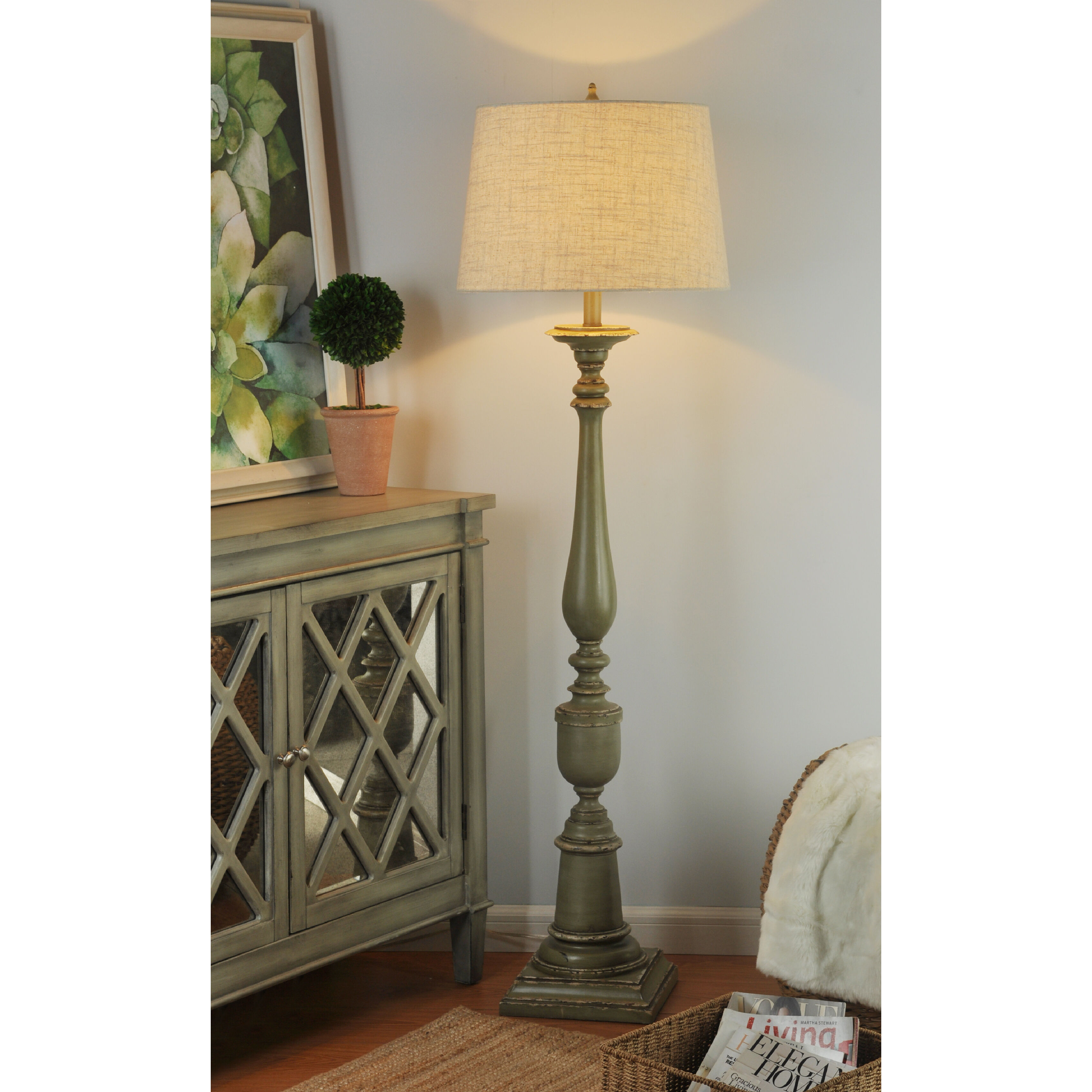 Bourgault 64 inch 150.00 watt Olive Green and Heathered Oatmeal Floor Lamp Portable Light