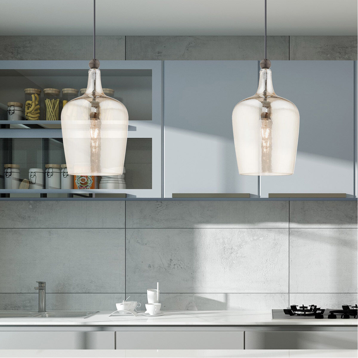 Art Glass 1 Light 9 inch English Bronze Mini Pendant Ceiling Light