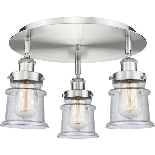 Canton 3 Light 17 inch Satin Nickel Flush Mount Ceiling Light in Seedy