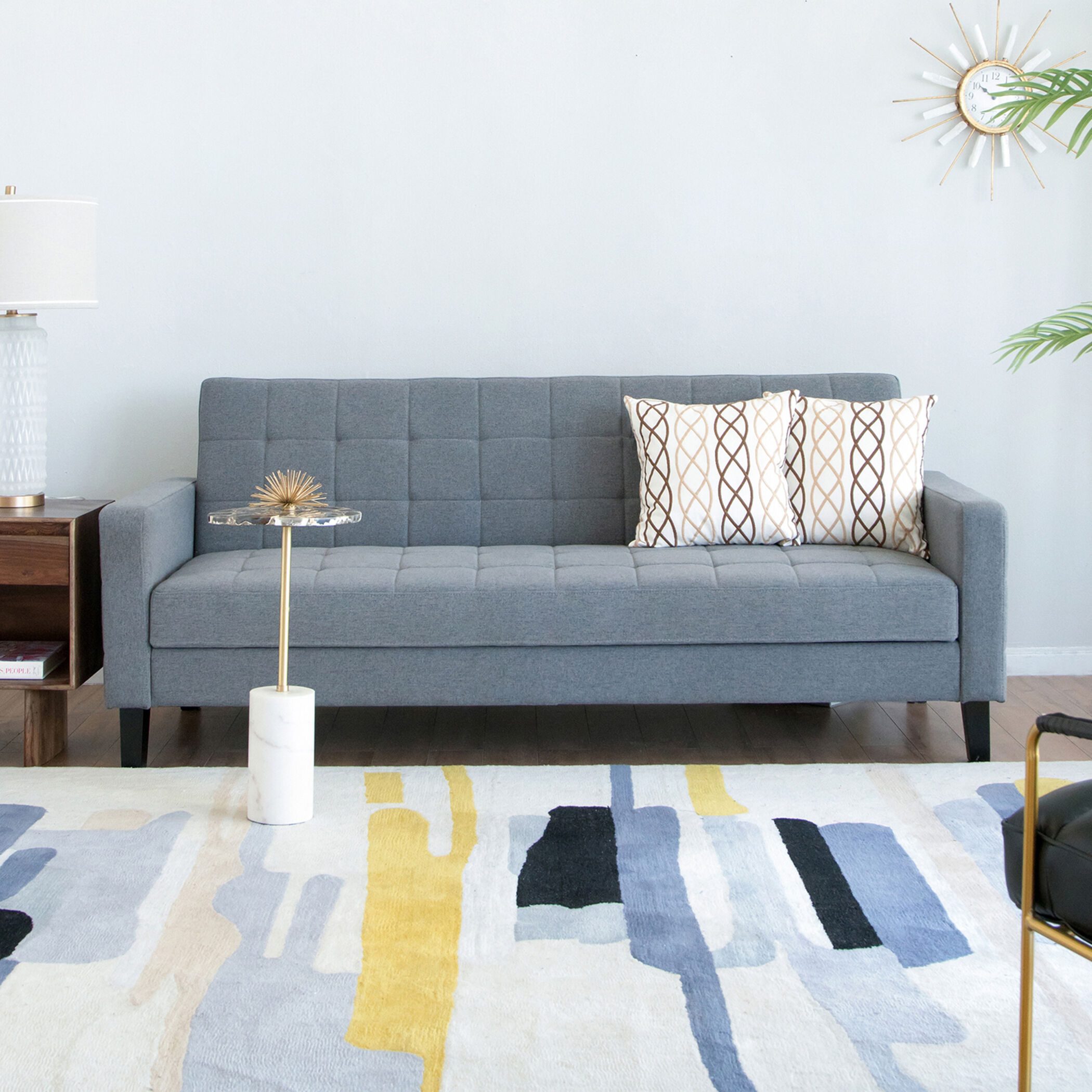 Small Biscuit Tufted Gray Sofa