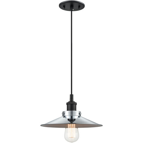 Bulstrode's Workshop 1 Light 11 inch Black Pendant Ceiling Light in Black and Chrome