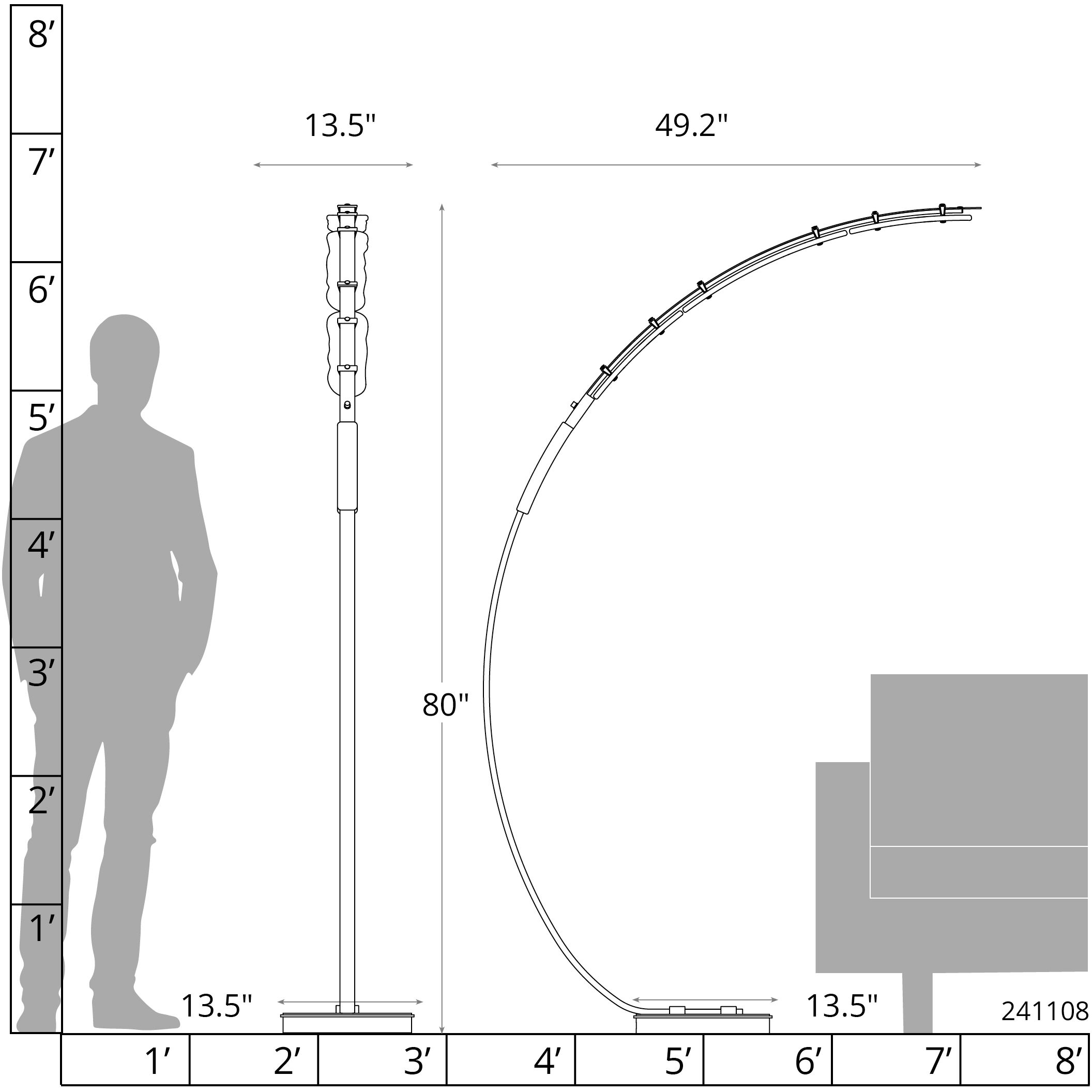 Glissade 80 inch 16.80 watt Modern Brass Arc Floor Lamp Portable Light
