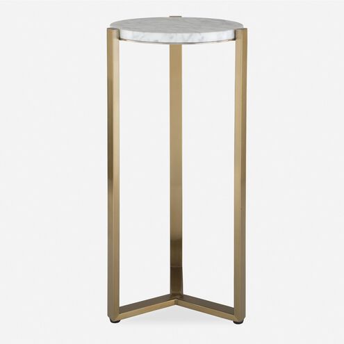 Pietra 23 X 10.63 inch Antique Brass and Carrara Marble Drink Table