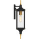 Glendale 1 Light 20.5 inch Matte Black with Burnished Brass Outdoor Wall Lantern