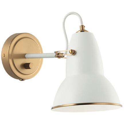 Buzz 1 Light 6.5 inch White Wall Sconce Wall Light in Aged Gold Brass and White